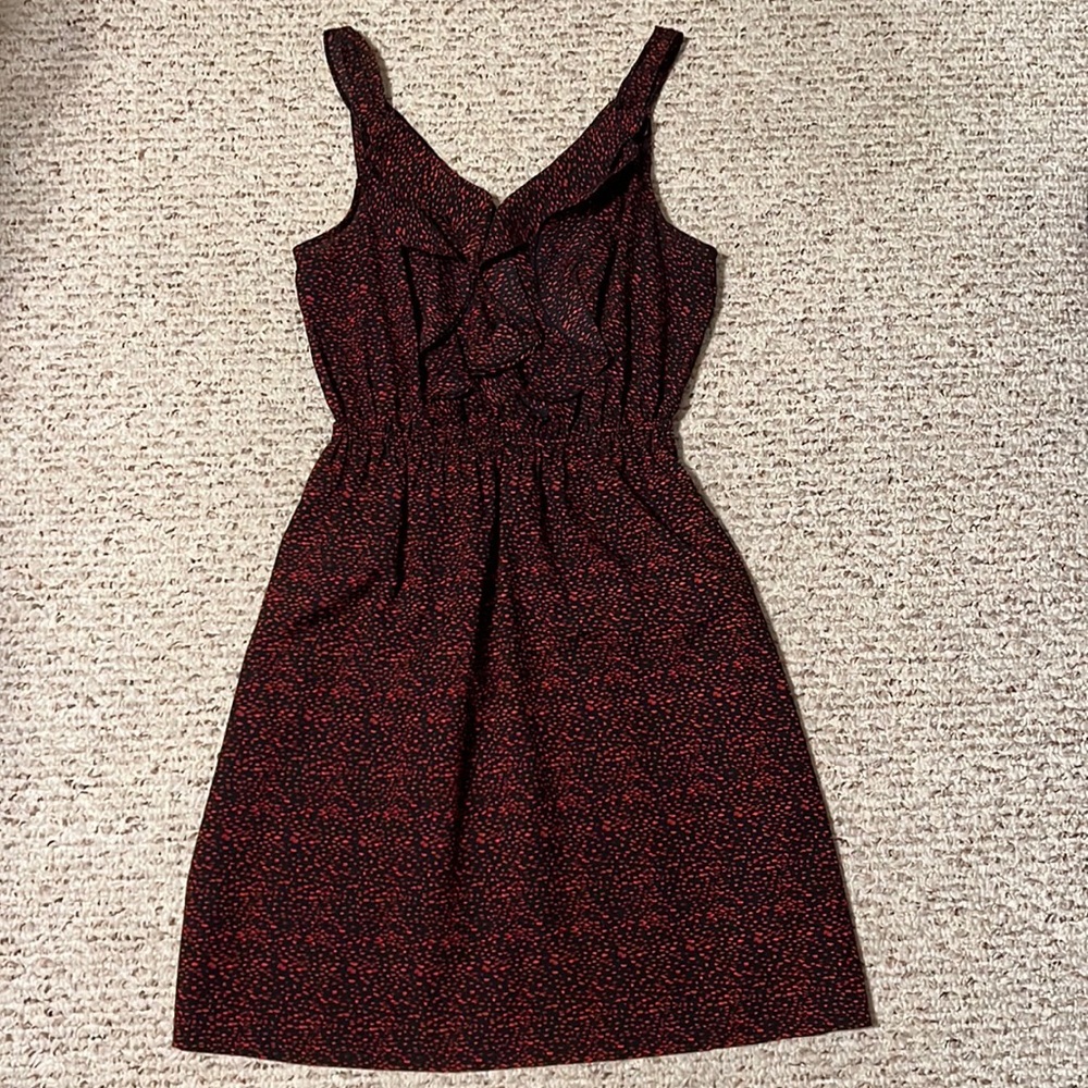 Mossimo black dress with orange and red dots size small